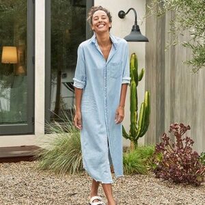Frank & Eileen Rory Long Shirt Dress - Sea Foam - Mineral Wash - Size Small EUC